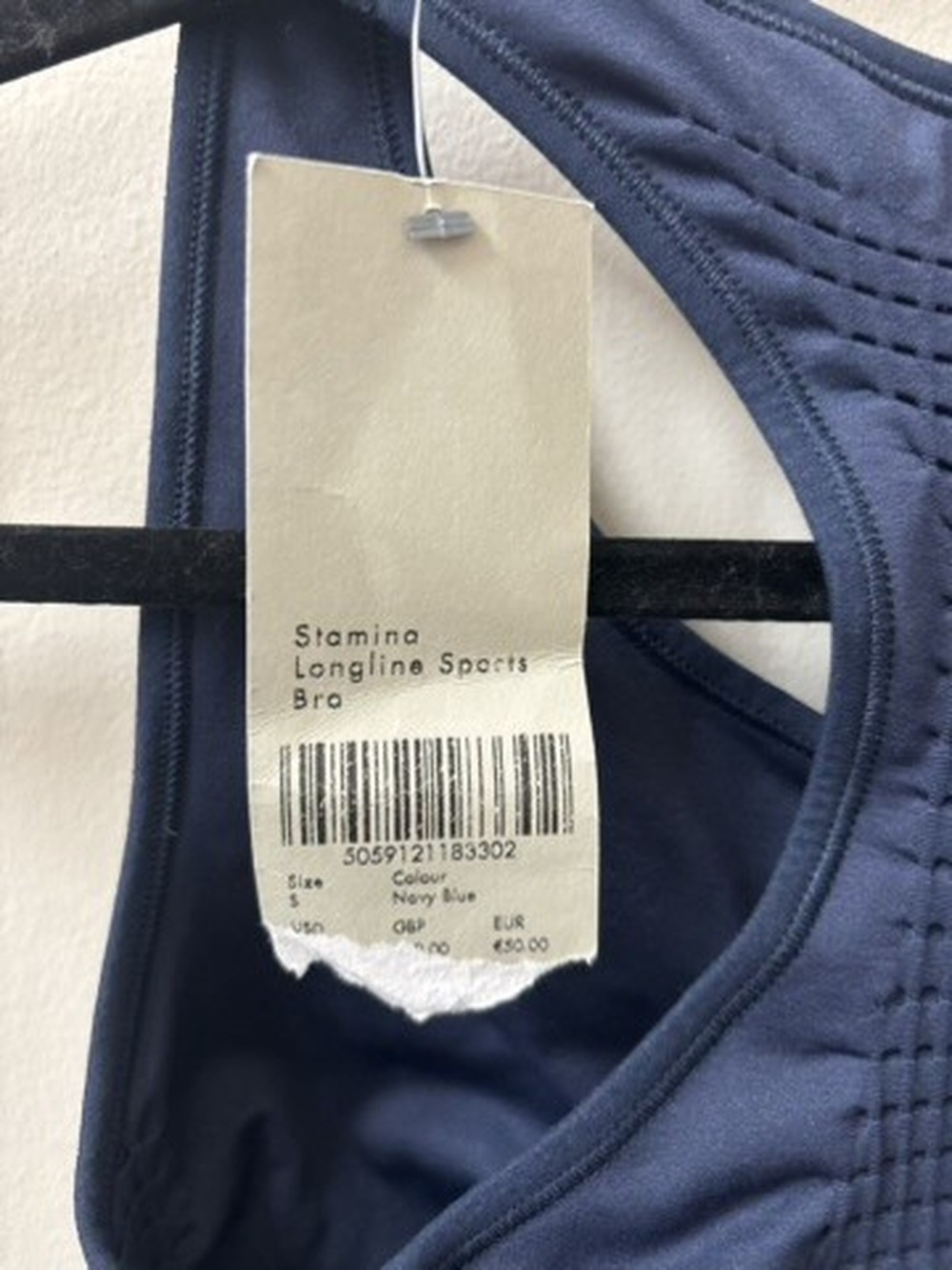 Sweaty Betty Navy Stamina Longline Sports Bra Size Small - Picture 3 of 4